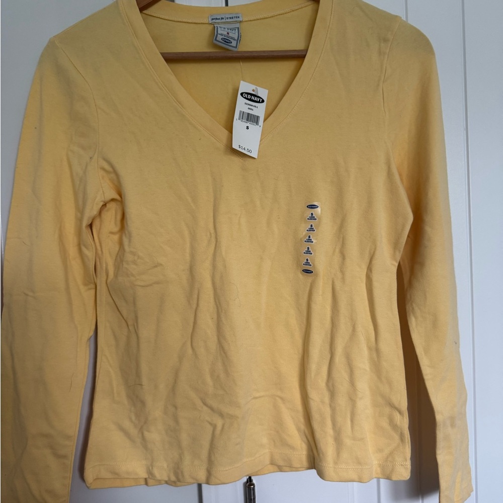 Old Navy Soft Yellow V-Neck Tee
